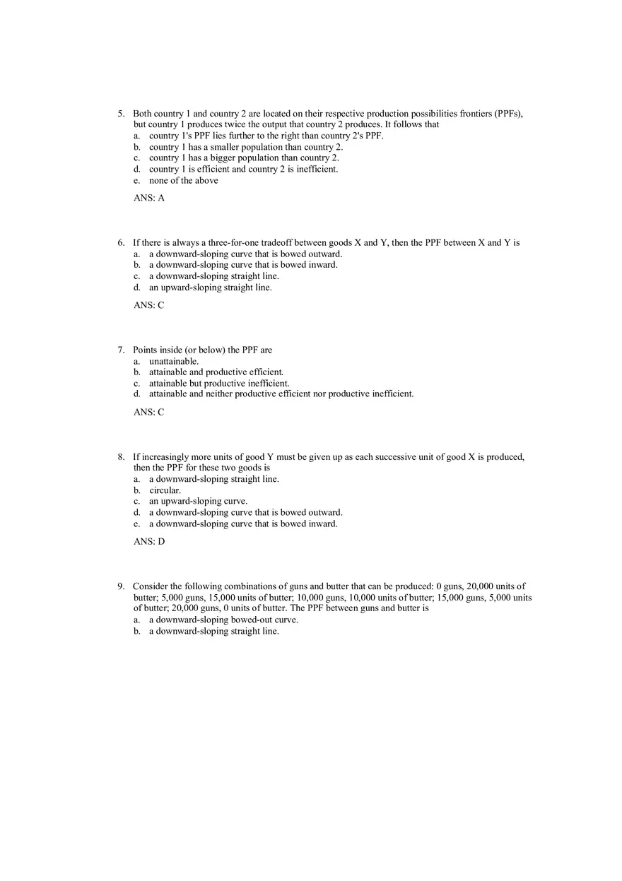 Production Possibilities Frontier Framework Answer Key 1 - Page 2