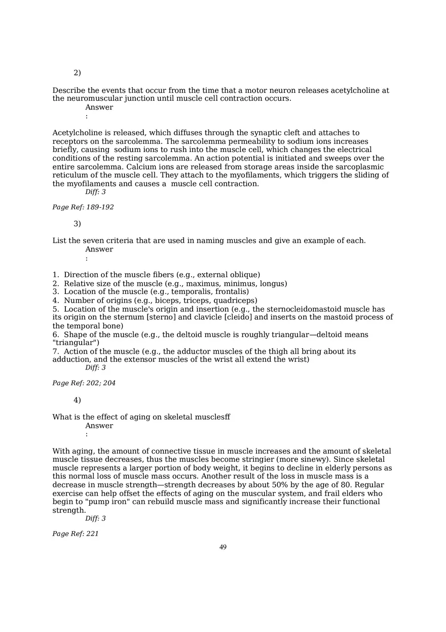 The Muscular System Questions and Answers (57-99) - Page 3