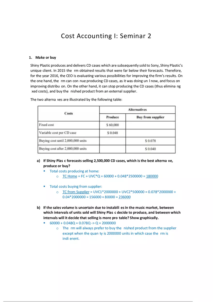 Cost Accounting Seminar 2 - Page 1