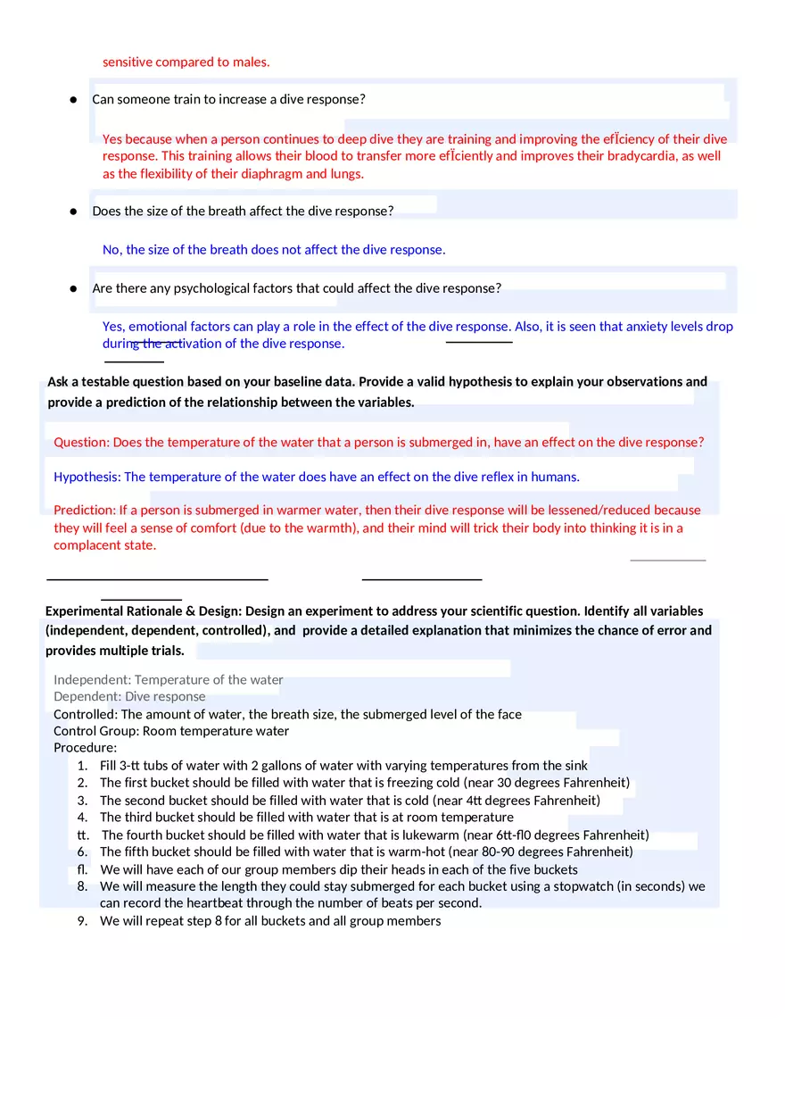 Homeostasis Human Dive Response Pre-Lab - Page 3