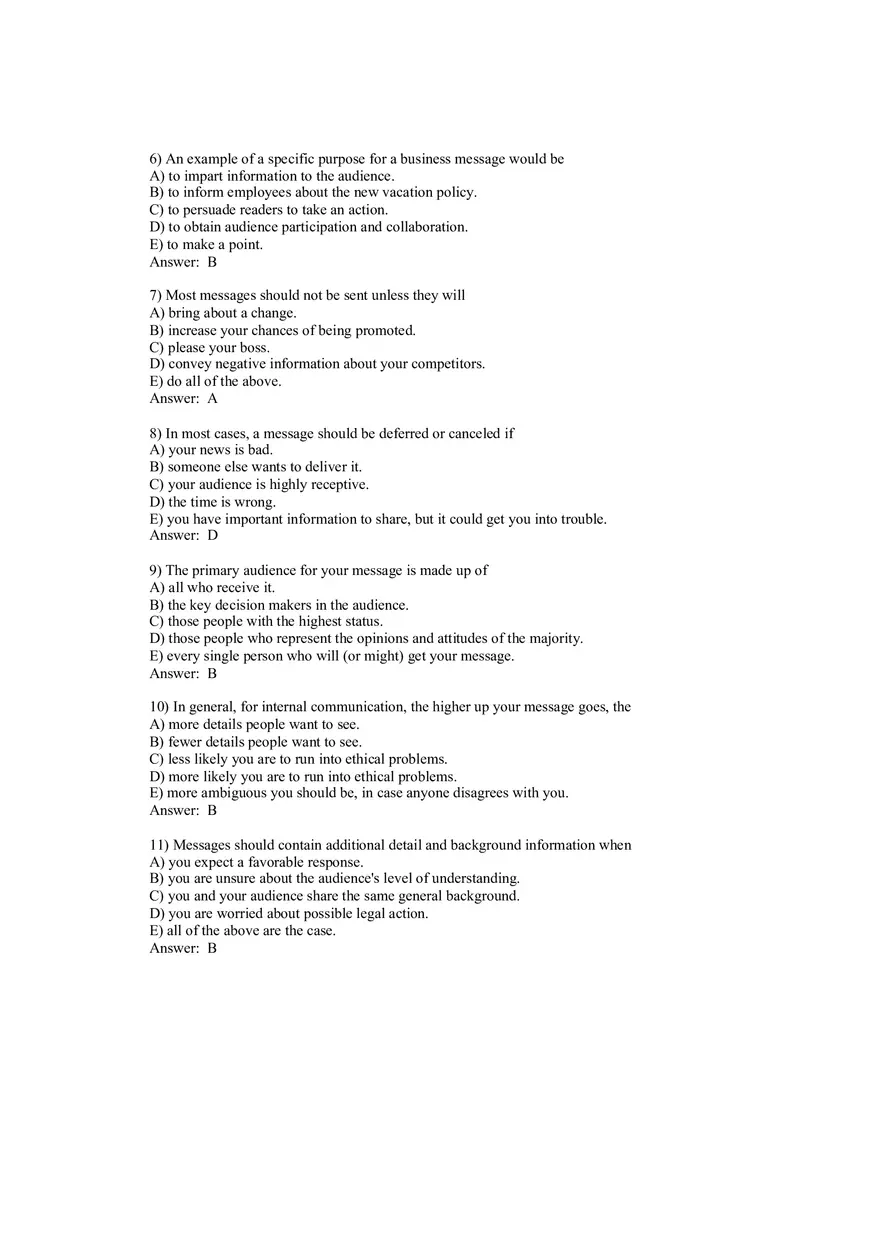 Planning Business Messages (Answer Key) - Page 2