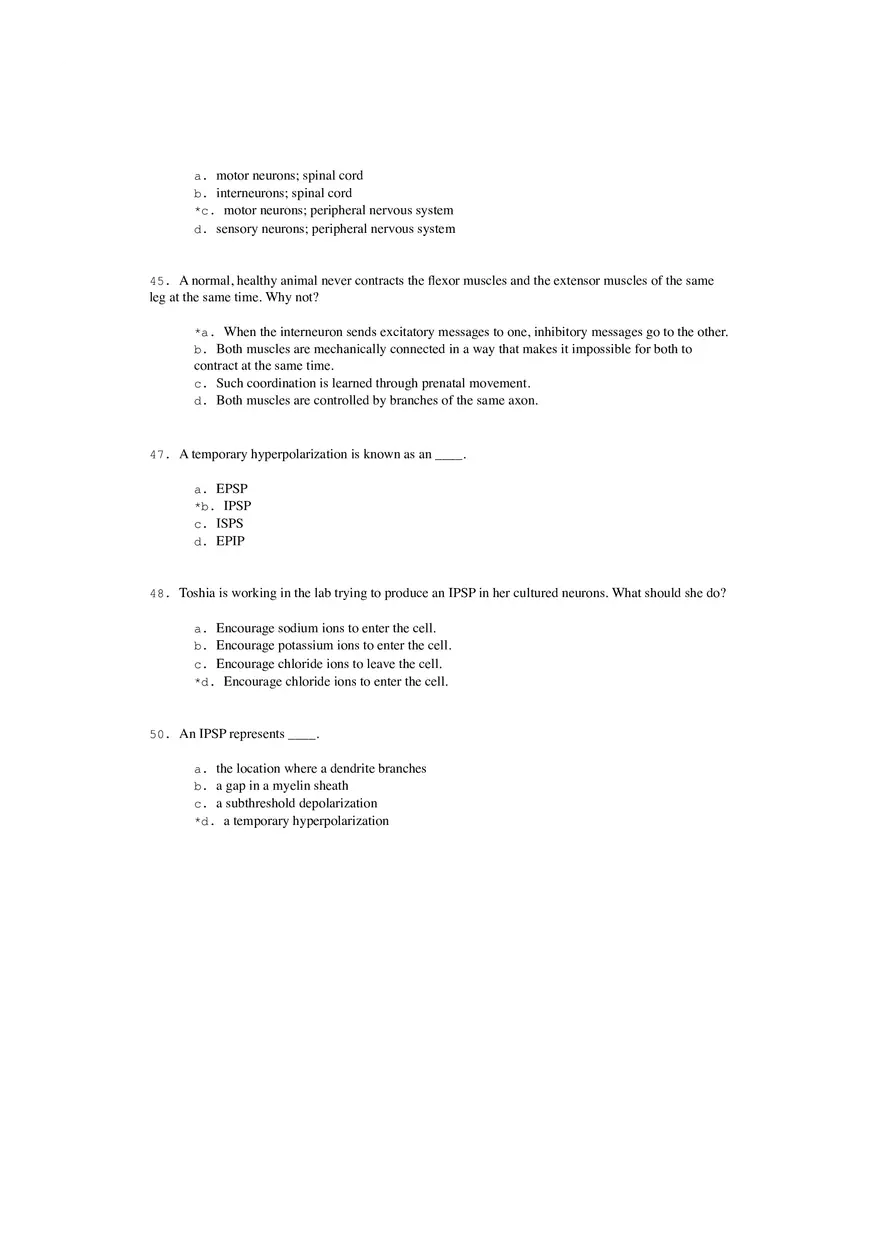 Neural Communication and Synaptic Transmission Quiz Part 1 - Page 7