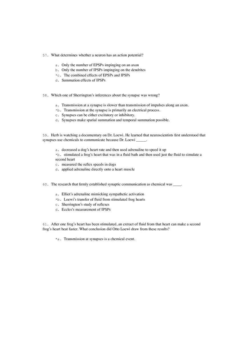 Neural Communication and Synaptic Transmission Quiz Part 1 - Page 9