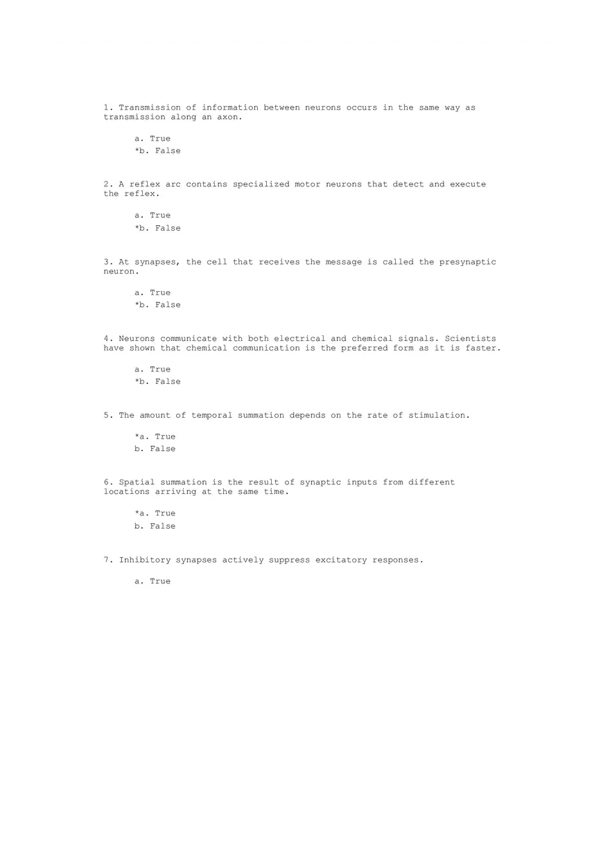 Neural Communication and Synaptic Transmission Quiz Part 1 - Page 1