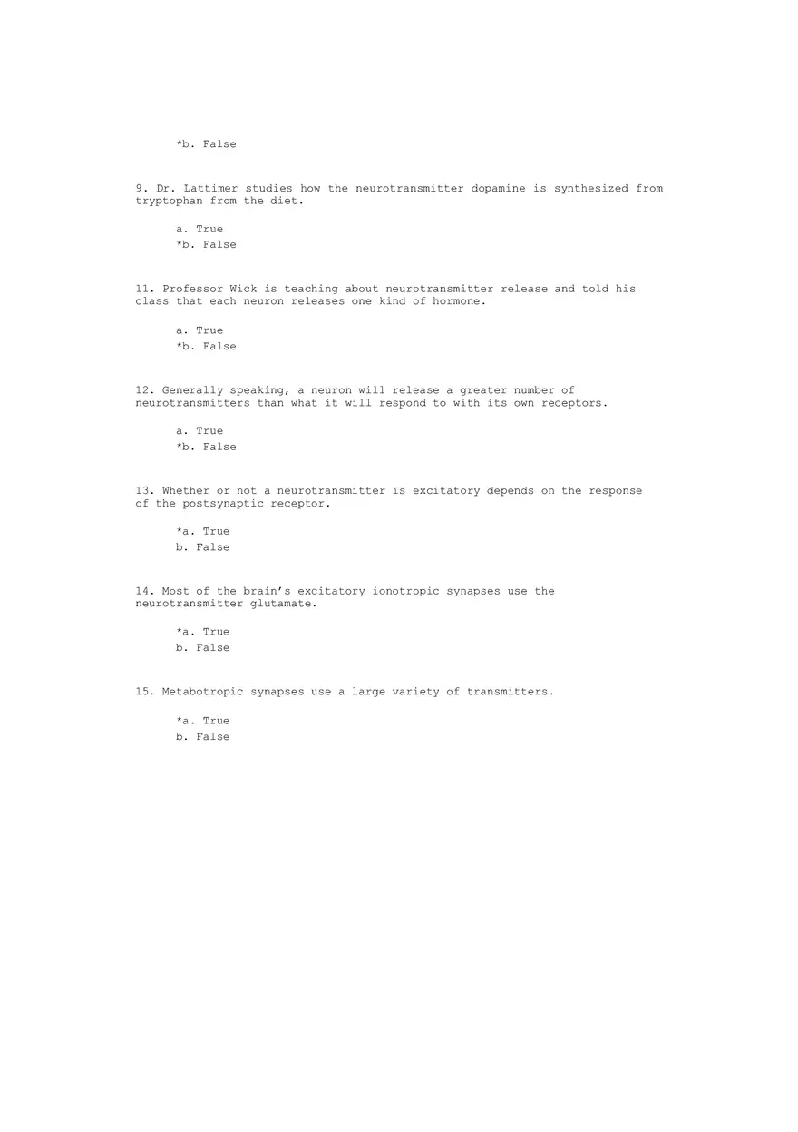 Neural Communication and Synaptic Transmission Quiz Part 1 - Page 2