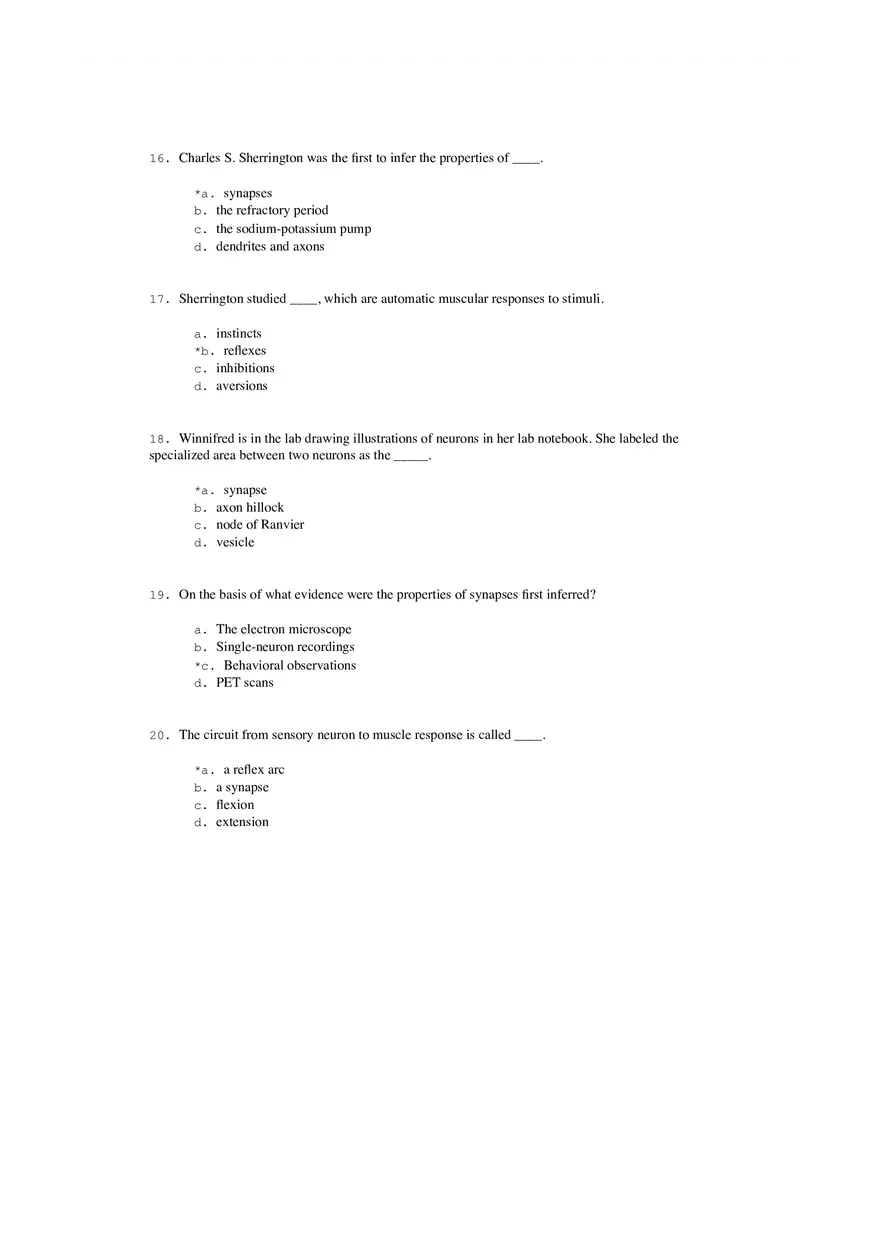 Neural Communication and Synaptic Transmission Quiz Part 1 - Page 3