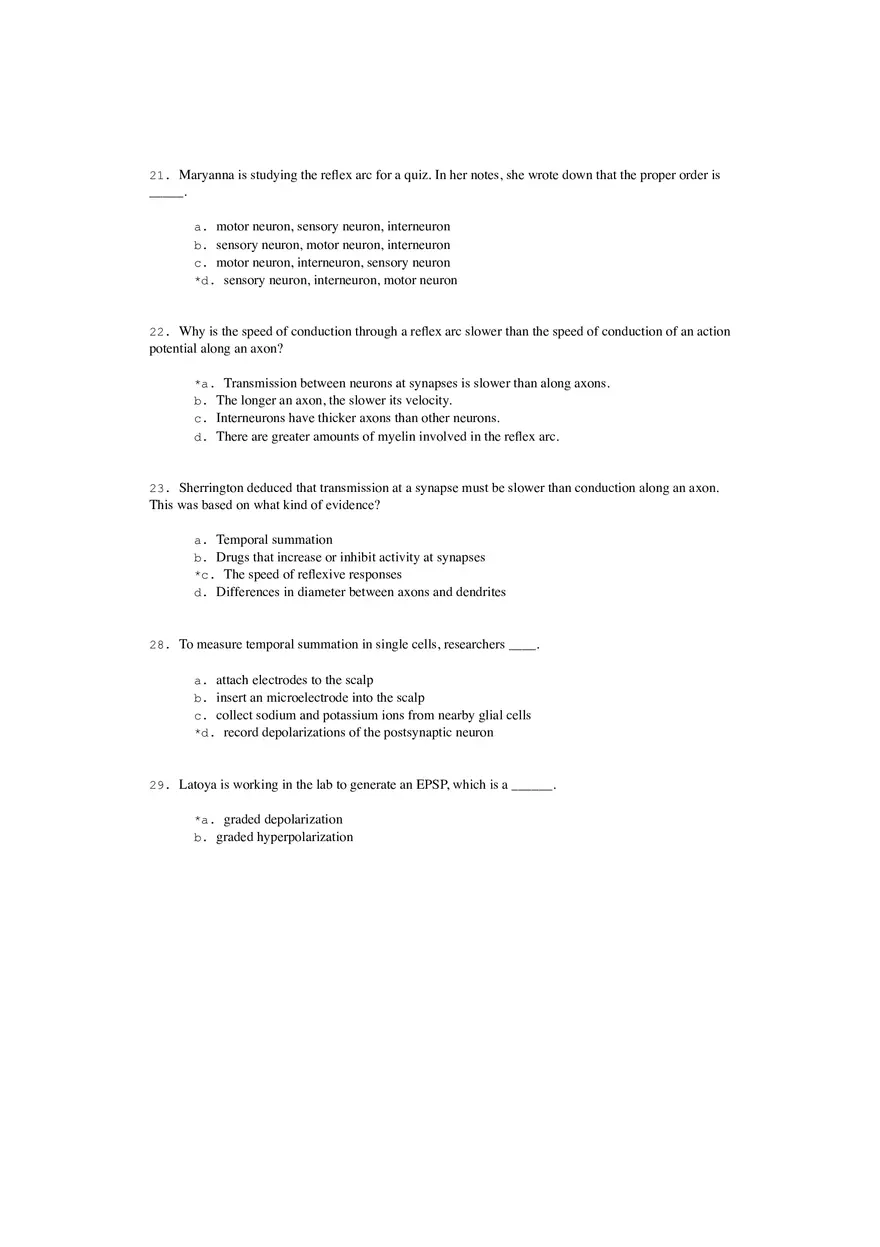 Neural Communication and Synaptic Transmission Quiz Part 1 - Page 4