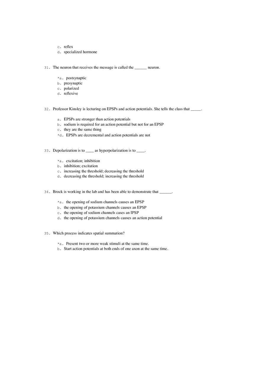 Neural Communication and Synaptic Transmission Quiz Part 1 - Page 5