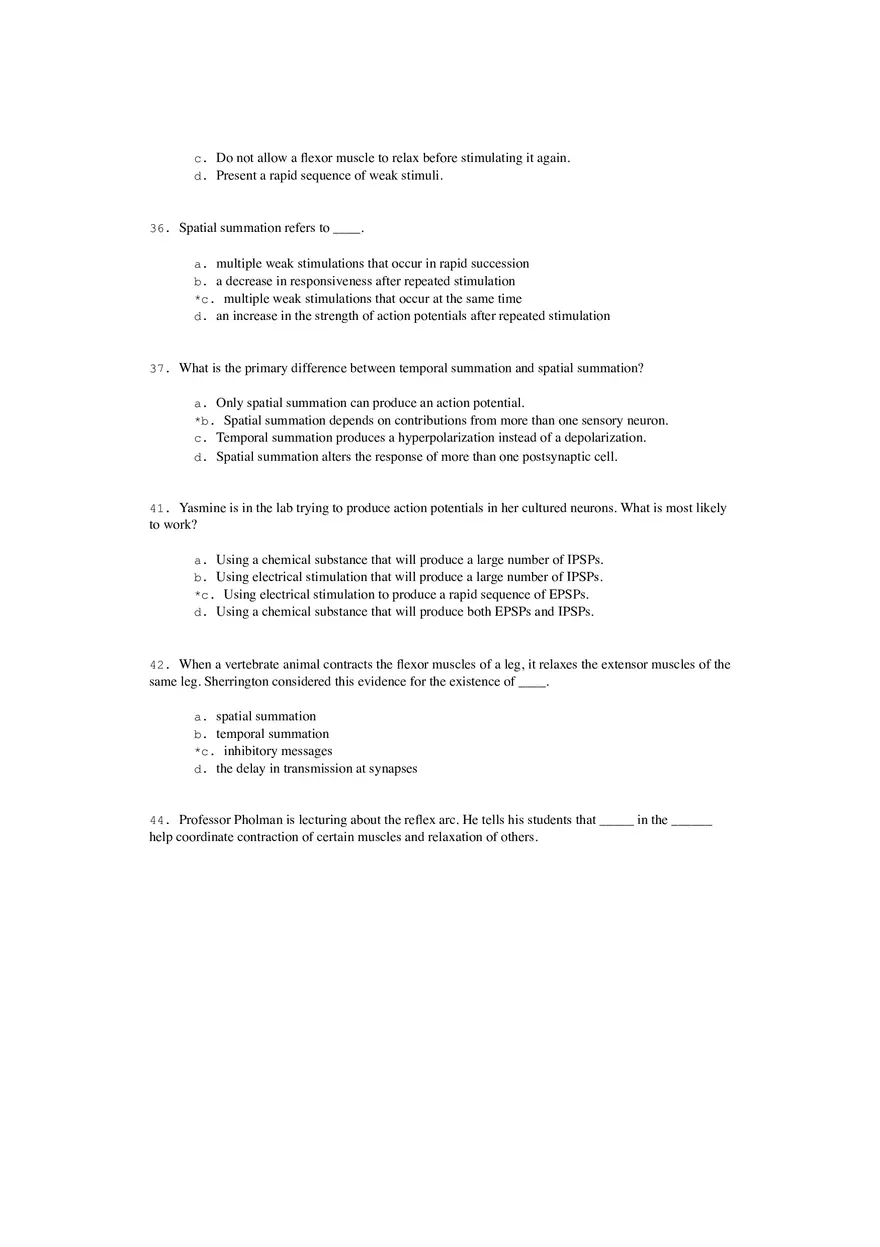 Neural Communication and Synaptic Transmission Quiz Part 1 - Page 6