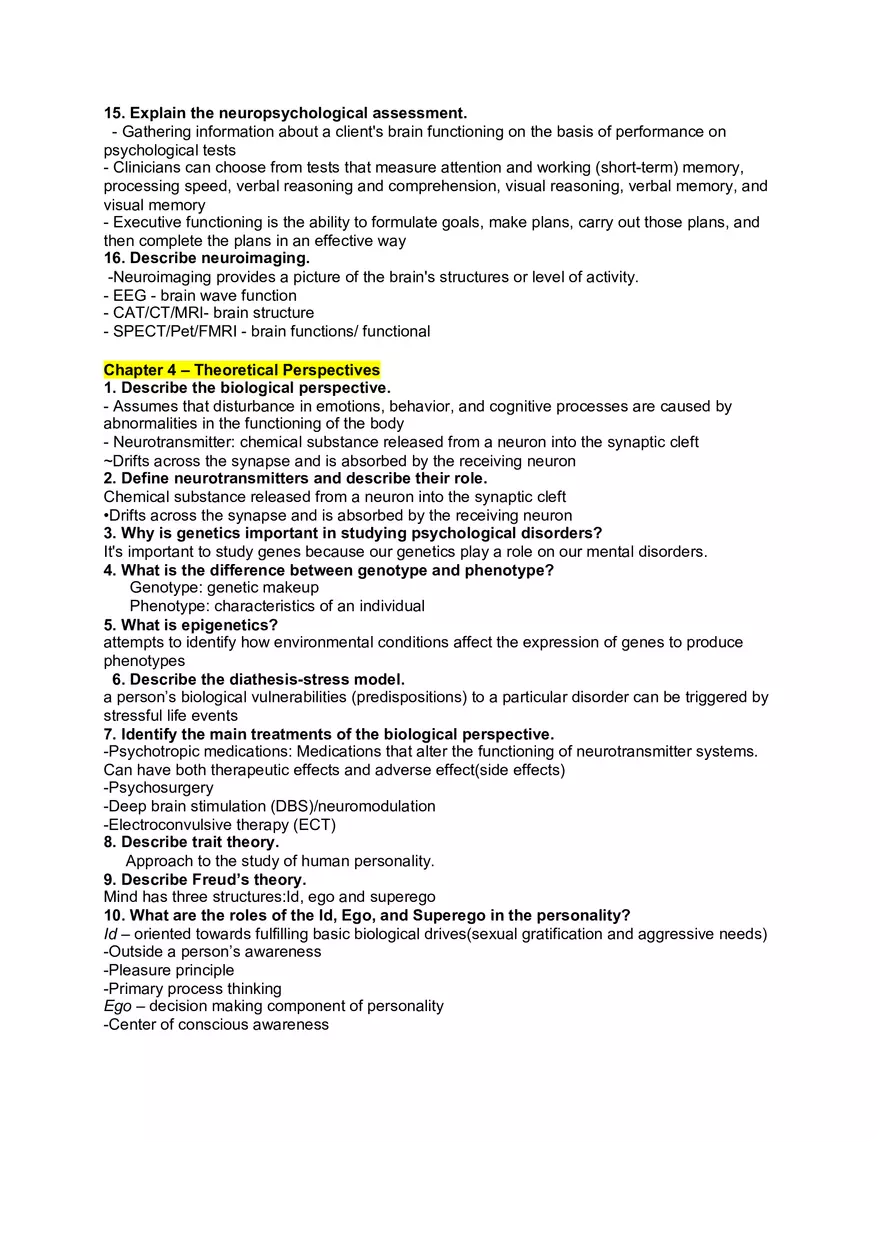 Abnormal Psychology Study Guide Exam 1 Overview 1 - Page 7