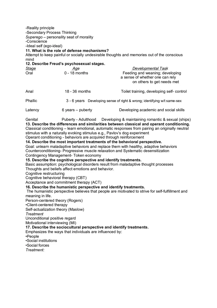 Abnormal Psychology Study Guide Exam 1 Overview 1 - Page 8
