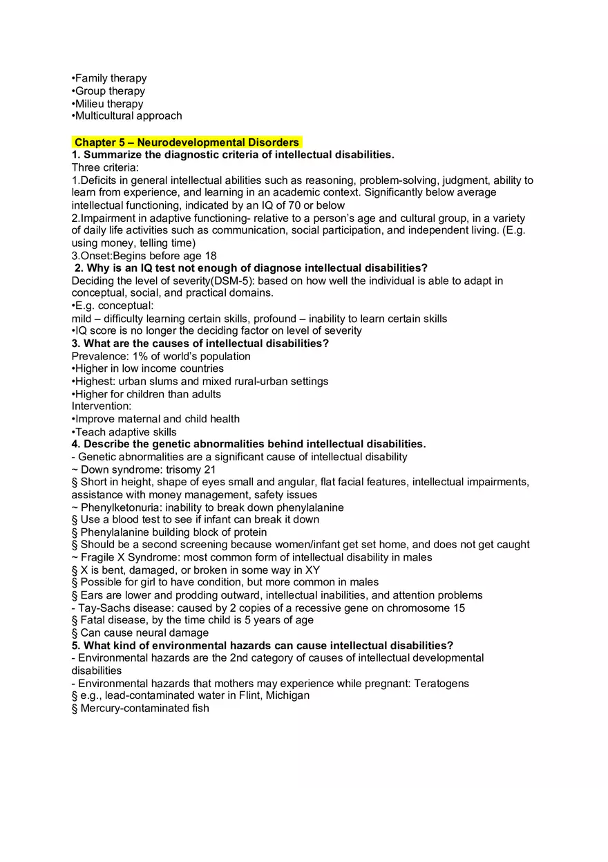 Abnormal Psychology Study Guide Exam 1 Overview 1 - Page 9