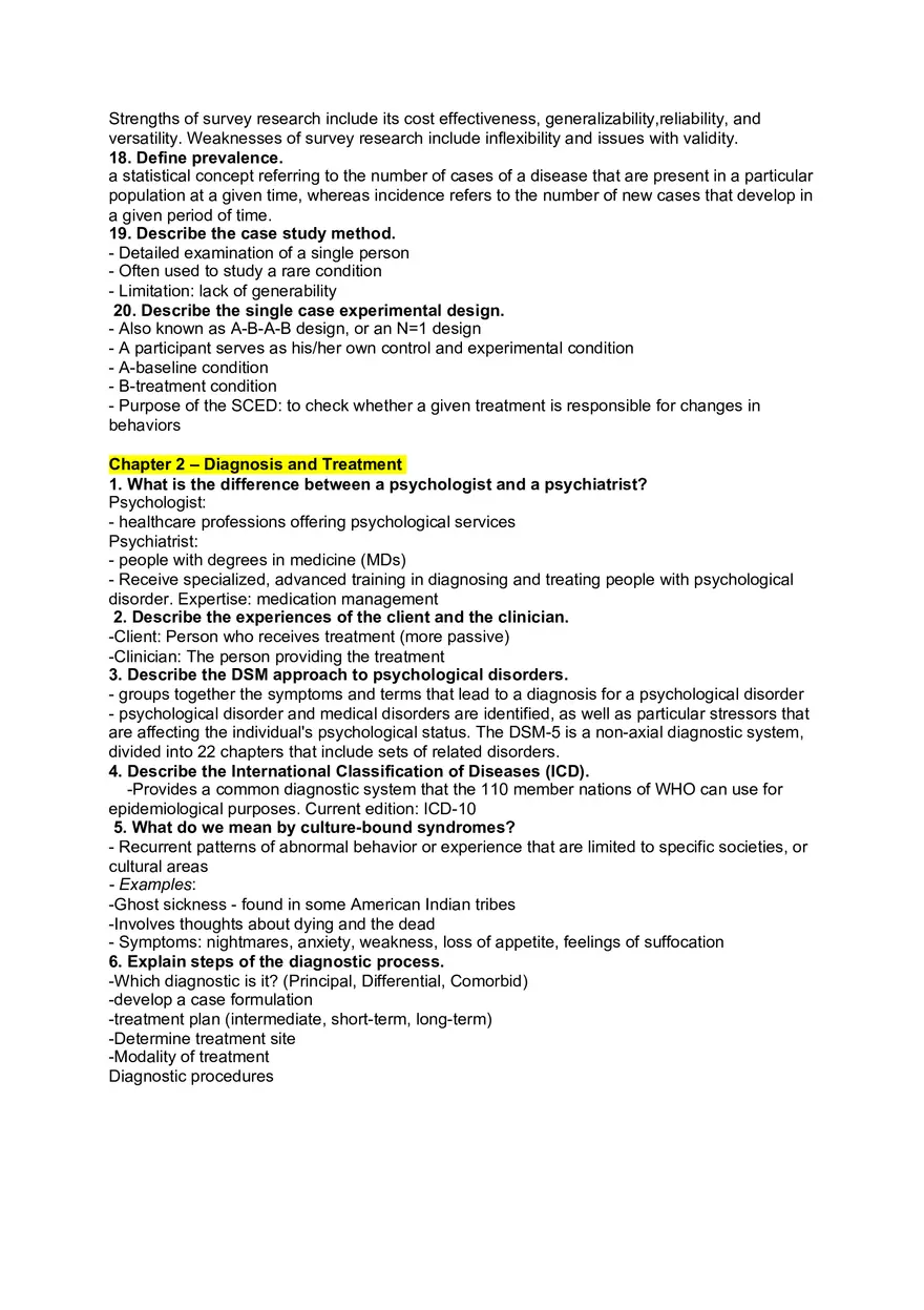 Abnormal Psychology Study Guide Exam 1 Overview 1 - Page 3