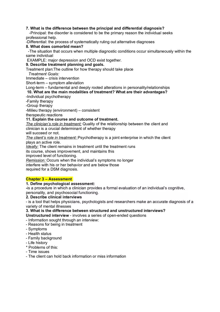 Abnormal Psychology Study Guide Exam 1 Overview 1 - Page 4