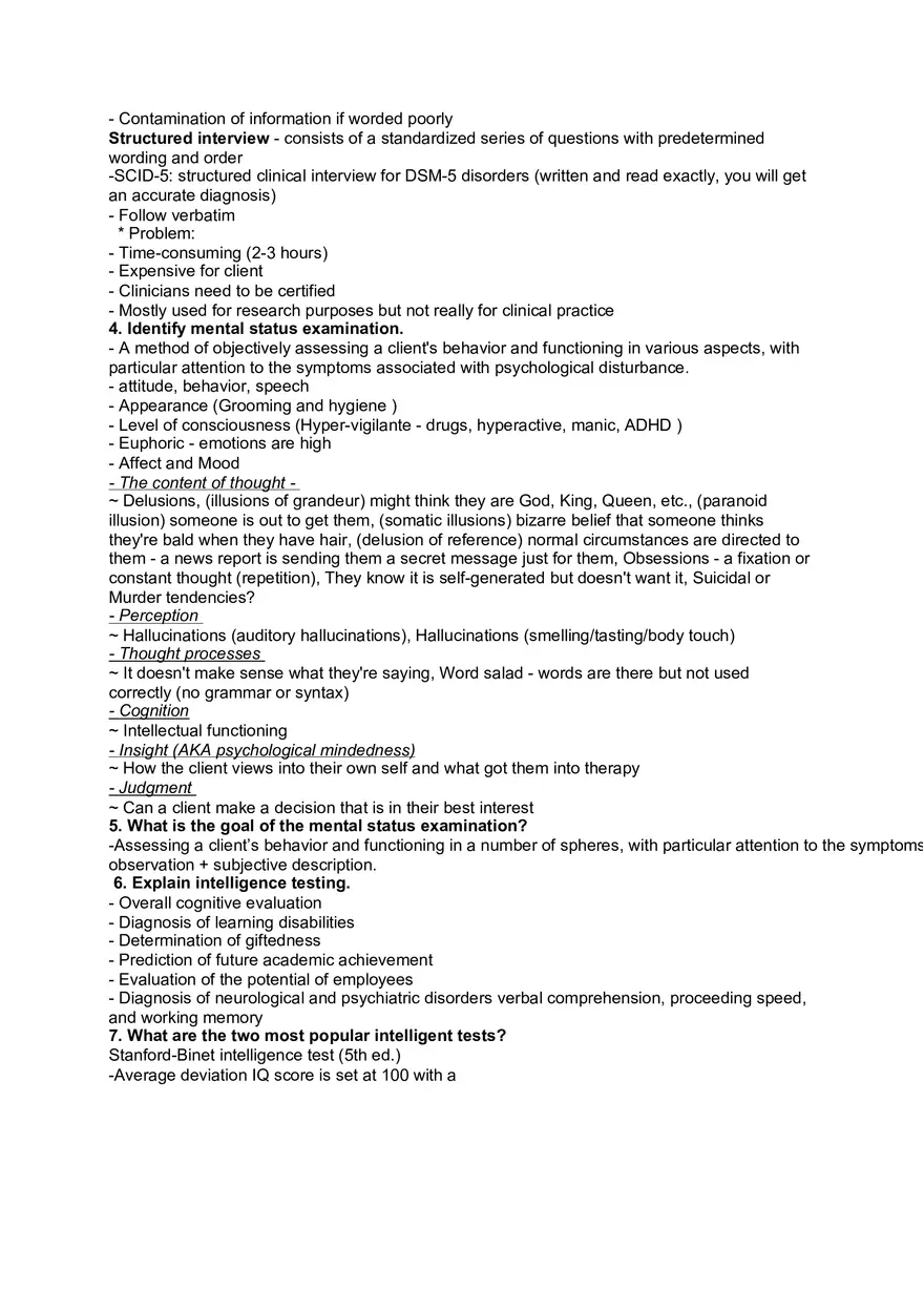 Abnormal Psychology Study Guide Exam 1 Overview 1 - Page 5