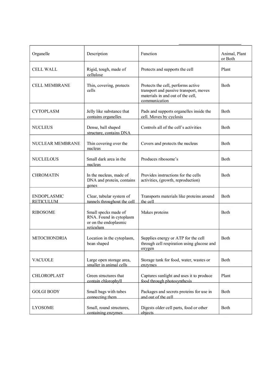 Cell Organelles Review - Page 1