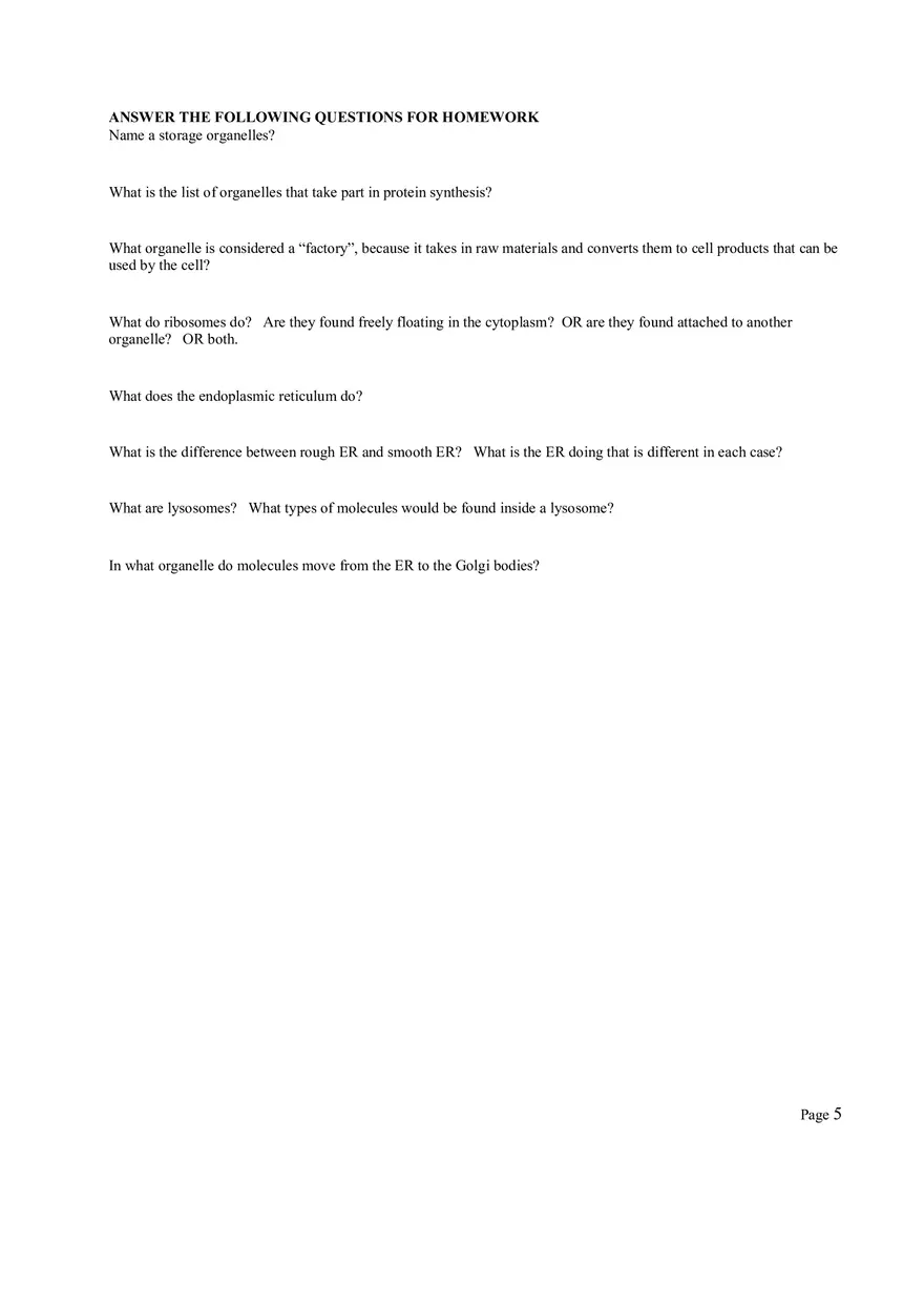 Cell Organelles Review - Page 5