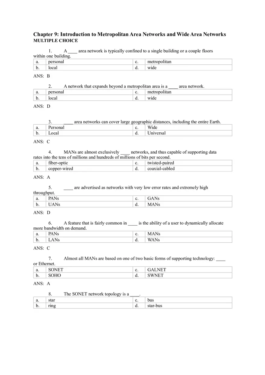 Introduction to Computer Networks Answer Key Part 4 - Page 9