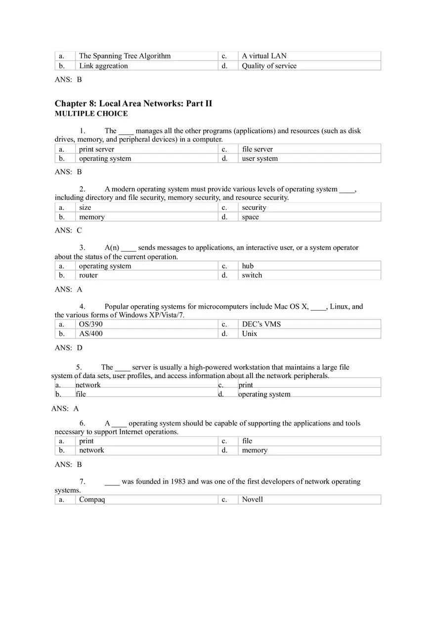 Introduction to Computer Networks Answer Key Part 4 - Page 2