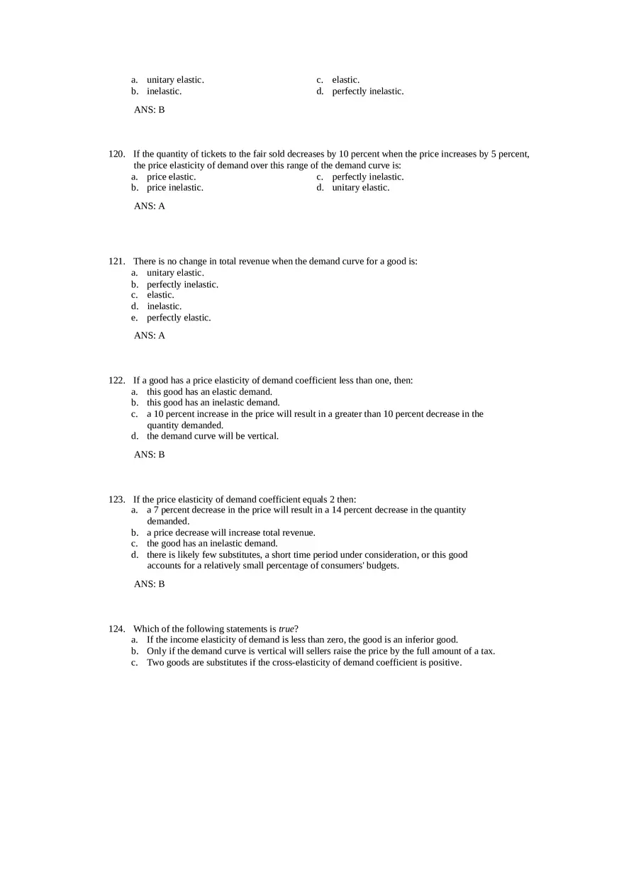 Price Elasticity of Demand and Supply Answer Key Part 3 - Page 7
