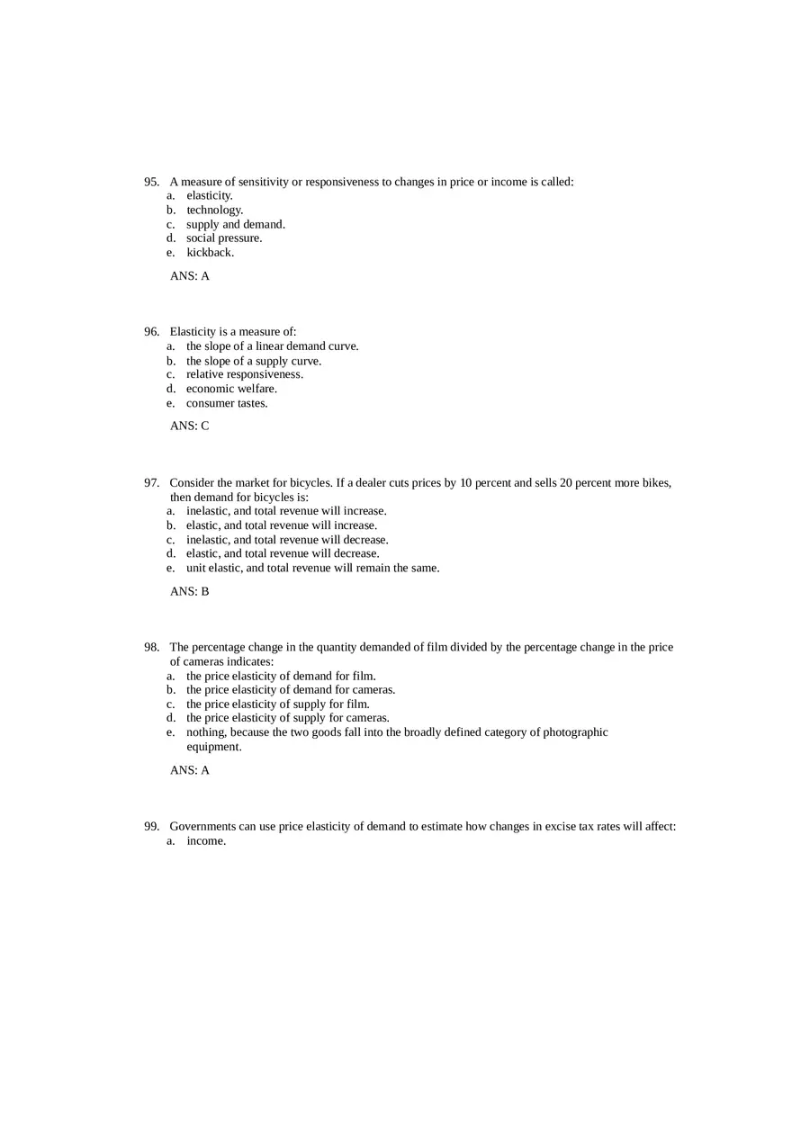 Price Elasticity of Demand and Supply Answer Key Part 3 - Page 1