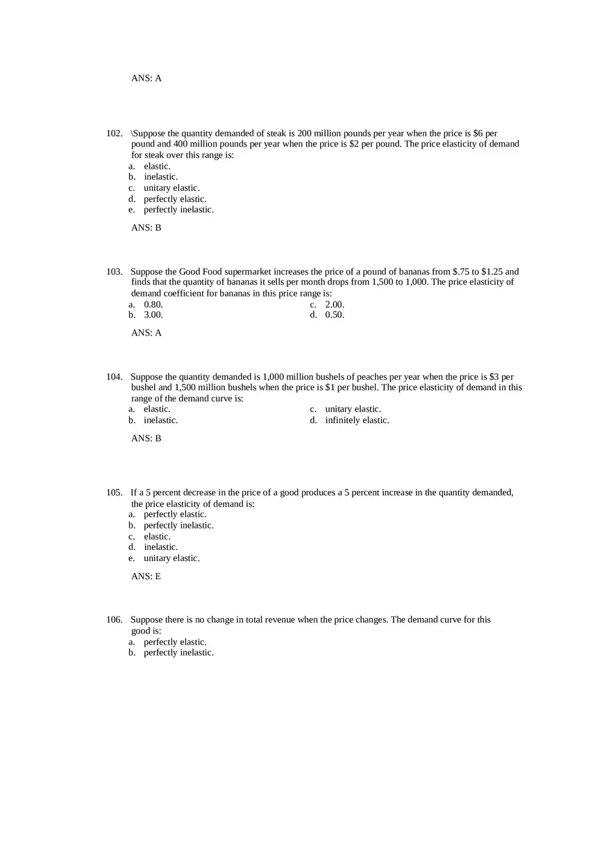 Price Elasticity of Demand and Supply Answer Key Part 3 - Page 3