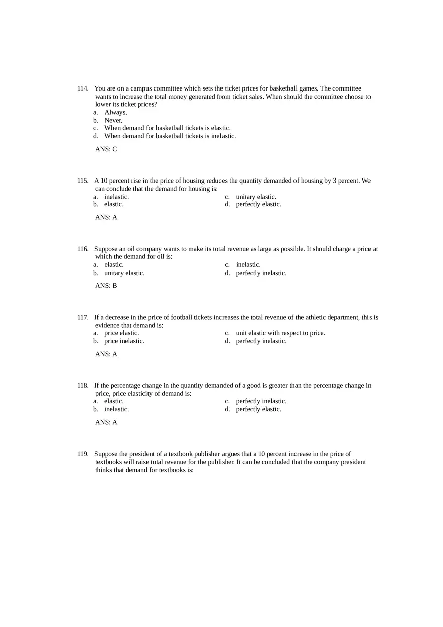 Price Elasticity of Demand and Supply Answer Key Part 3 - Page 6