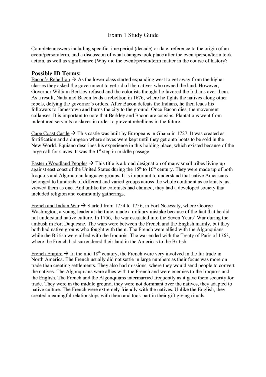 Exam of United States History to 1877 - Page 1