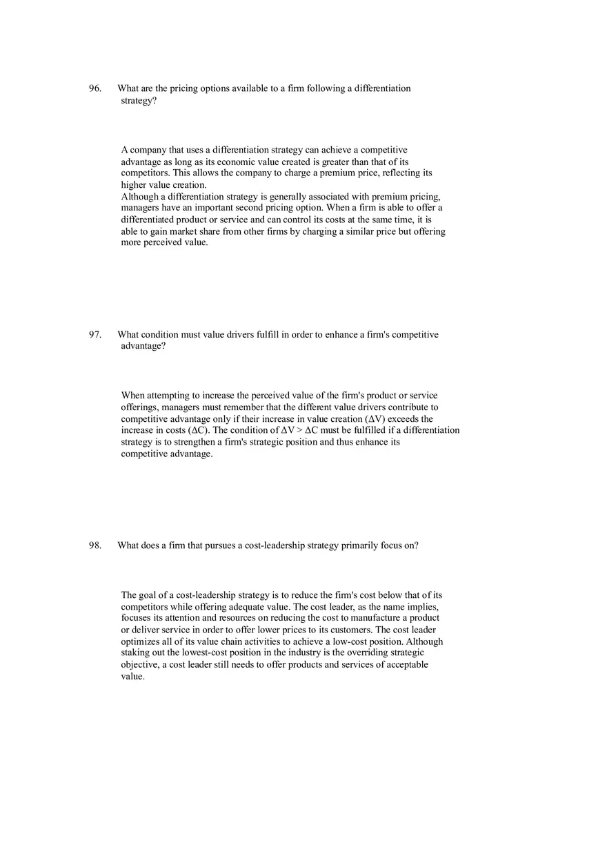Differentiation, Cost Leadership, and Integration Answer Key Part 5 - Page 8