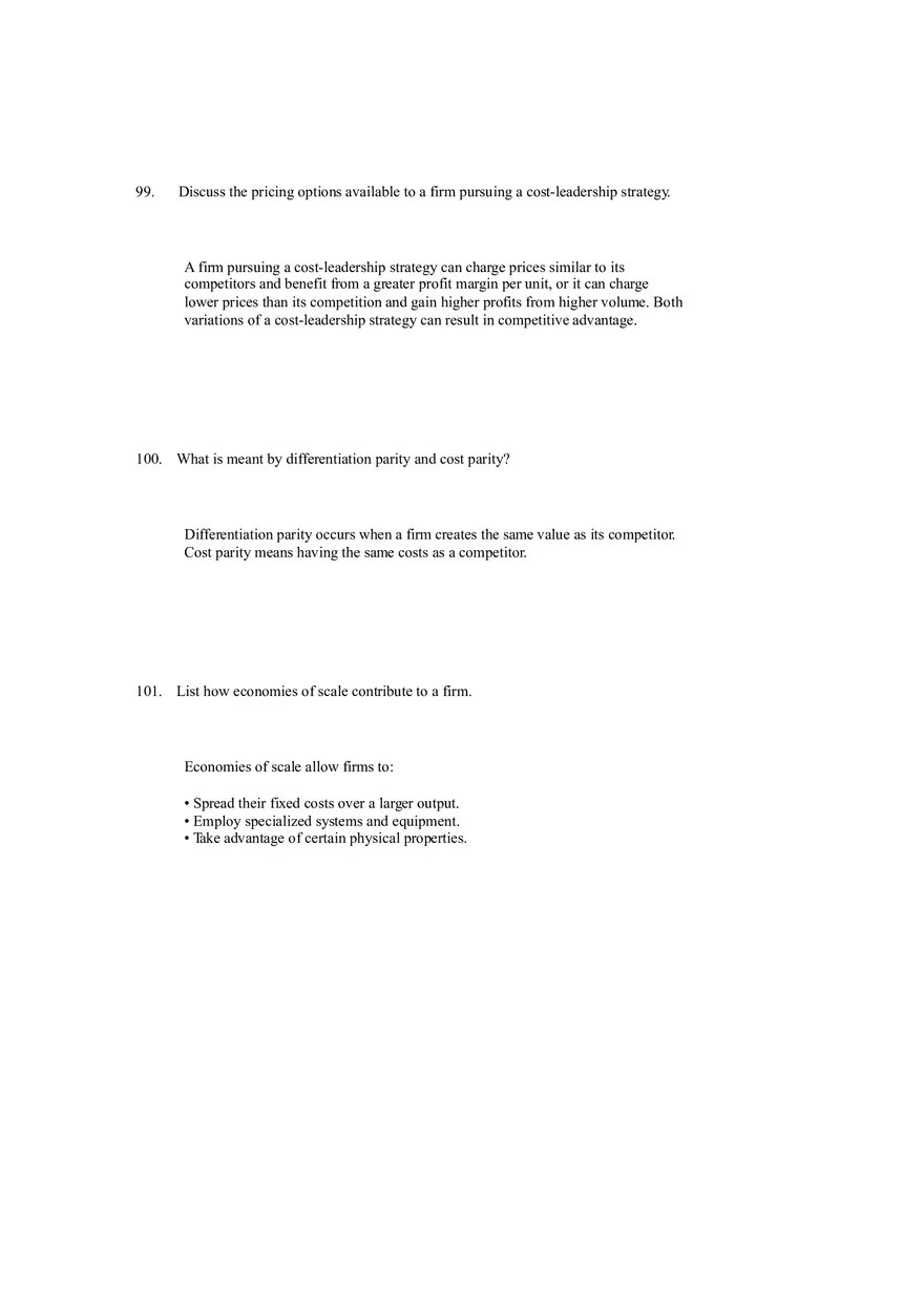 Differentiation, Cost Leadership, and Integration Answer Key Part 5 - Page 9