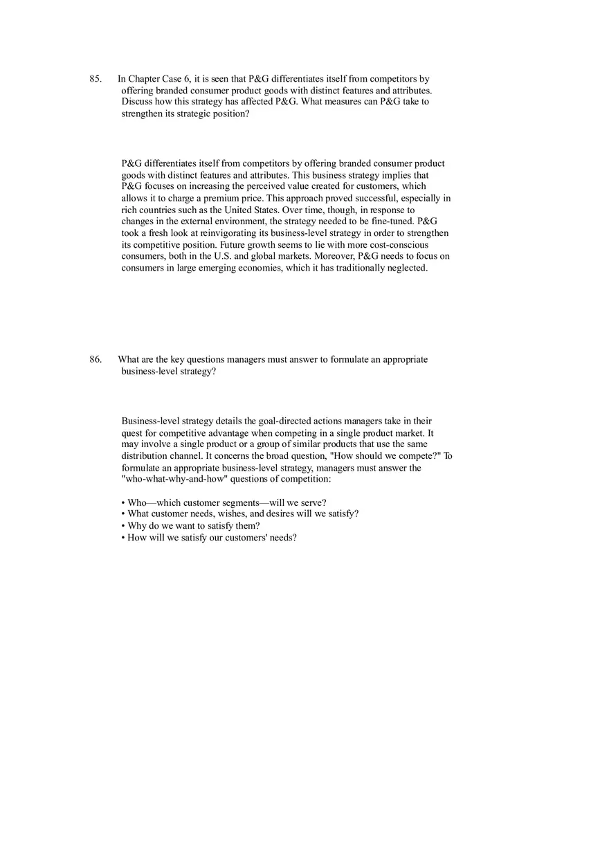 Differentiation, Cost Leadership, and Integration Answer Key Part 5 - Page 4