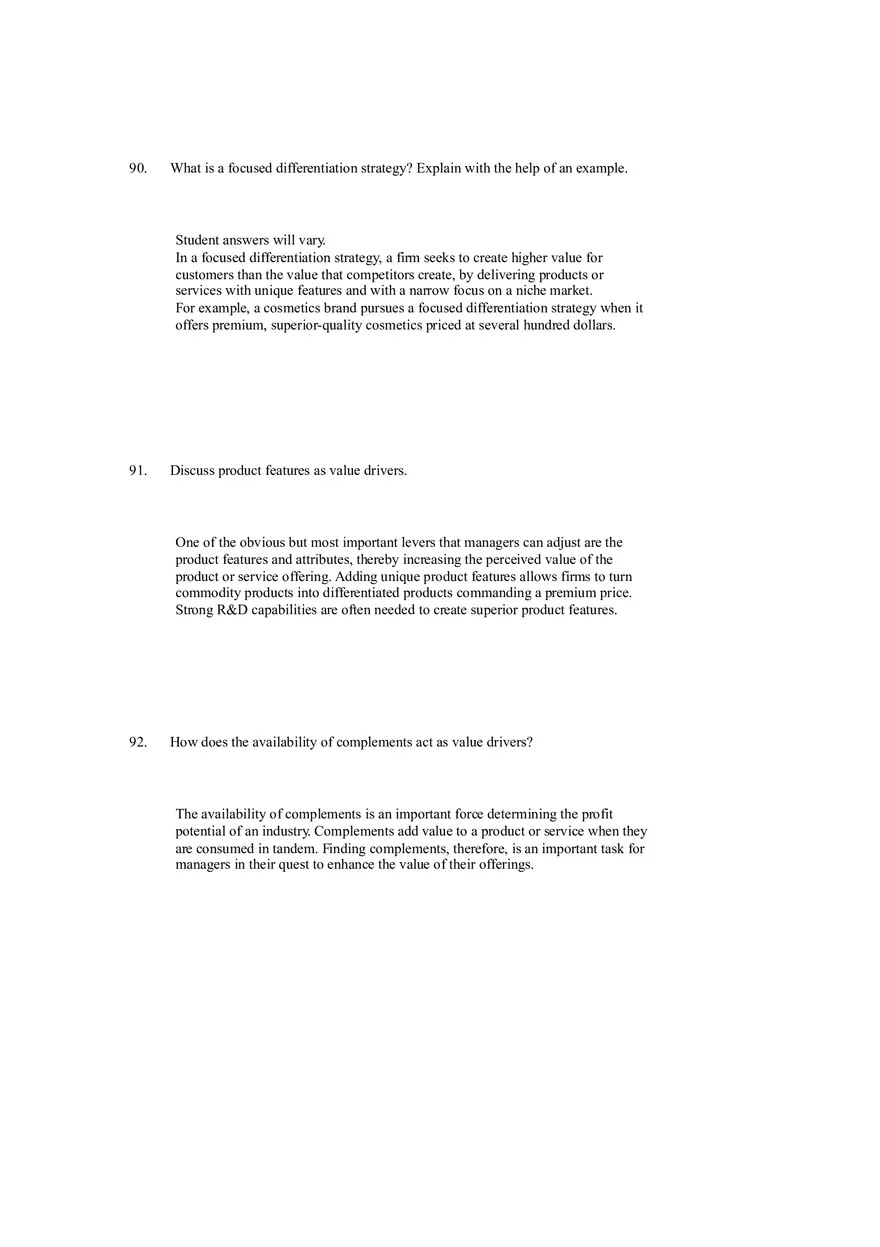Differentiation, Cost Leadership, and Integration Answer Key Part 5 - Page 6