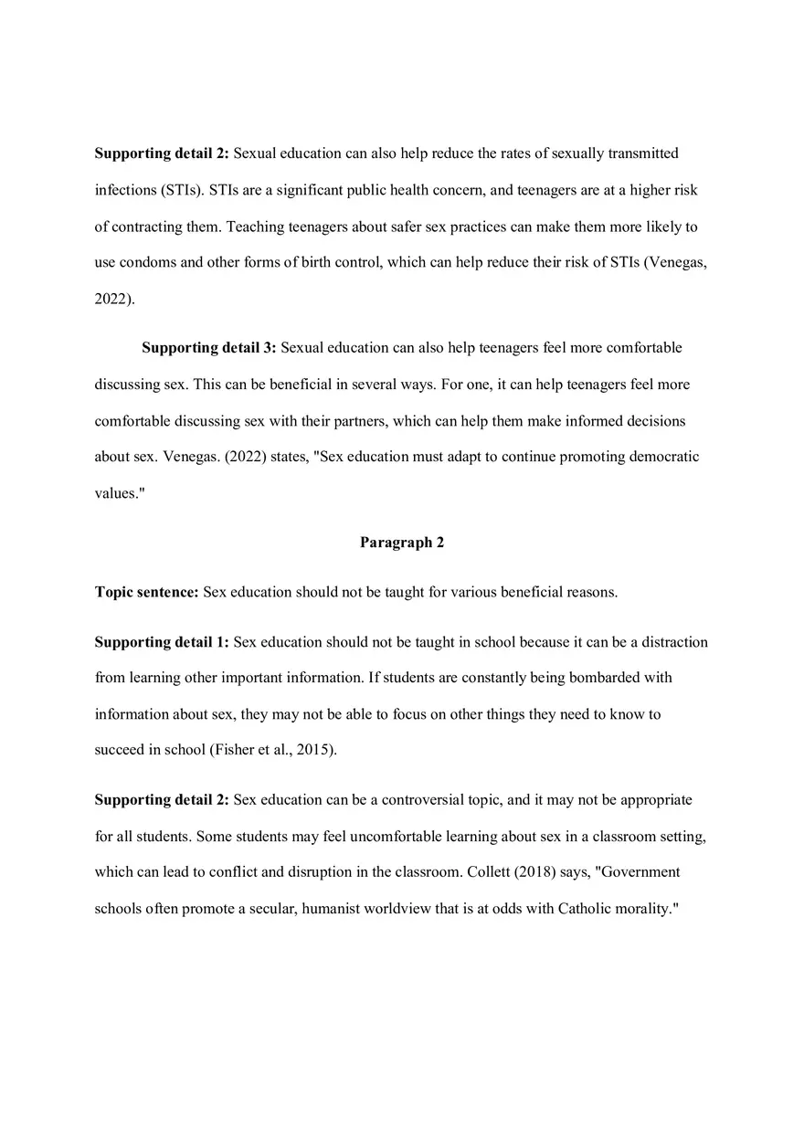 Informative Essay, Thesis, and Outline On Sex Education In Schools - Page 2