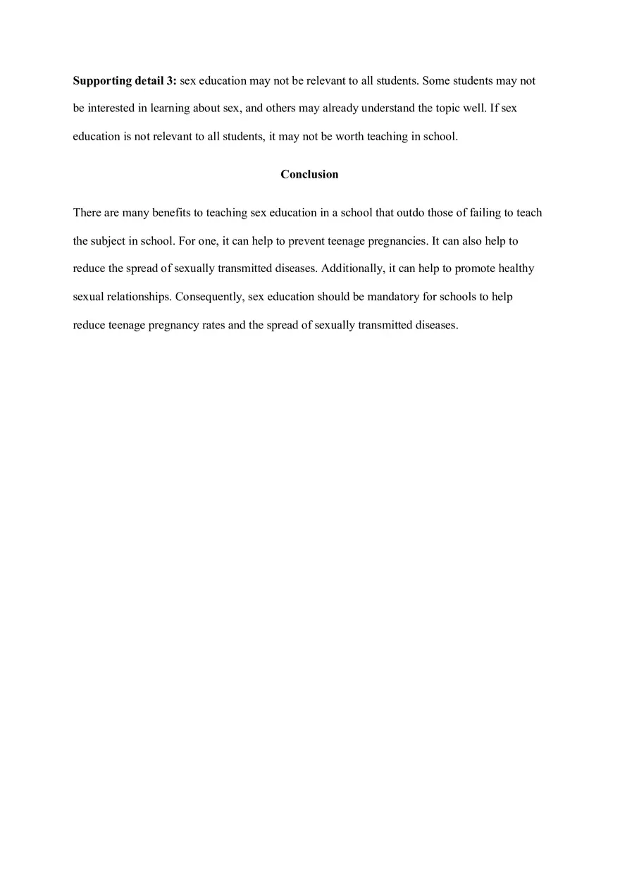 Informative Essay, Thesis, and Outline On Sex Education In Schools - Page 3