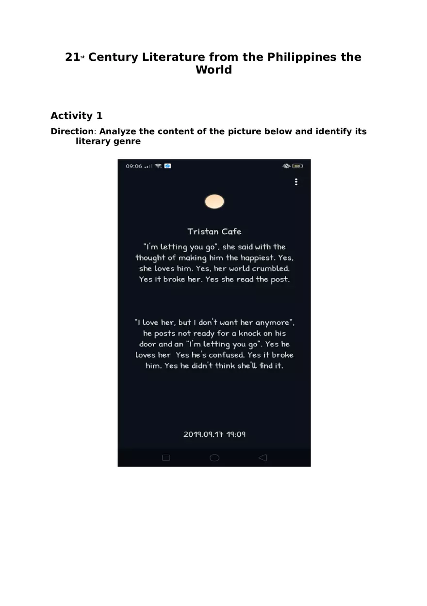 21st Century Literature from the Philippines the World - Page 1