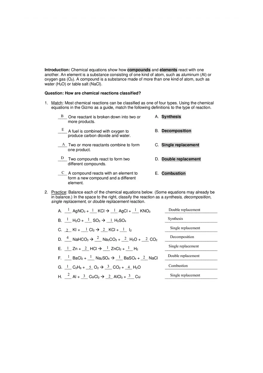 Balancing Chemical Equations Study Guide - Page 3