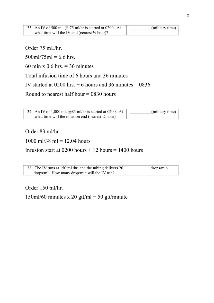 Dosage Calculation Practice Test Solutions - Page 2