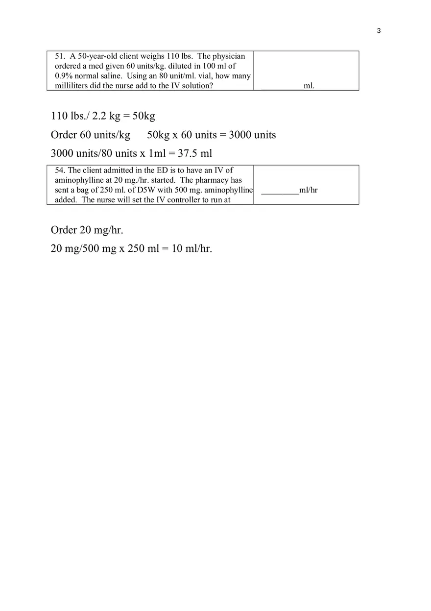 Dosage Calculation Practice Test Solutions - Page 3
