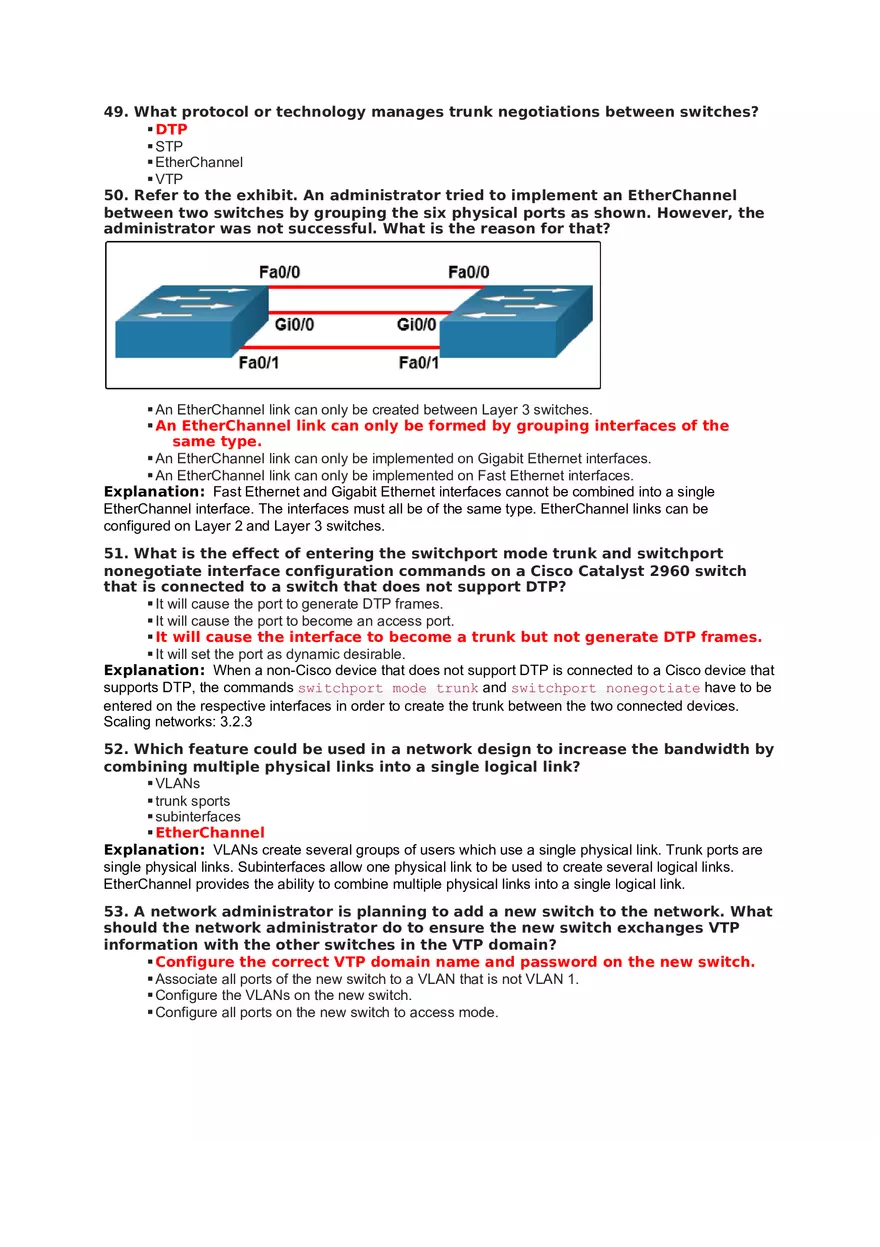 VLAN Trunks and Ether Channel Bundles (Answers) - Page 1