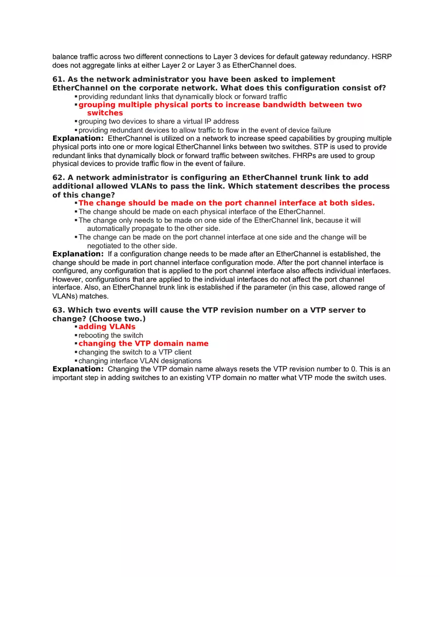 VLAN Trunks and Ether Channel Bundles (Answers) - Page 4