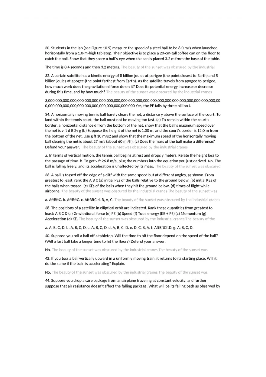 Projectile Motion Review Questions Chapter 10 - Page 4