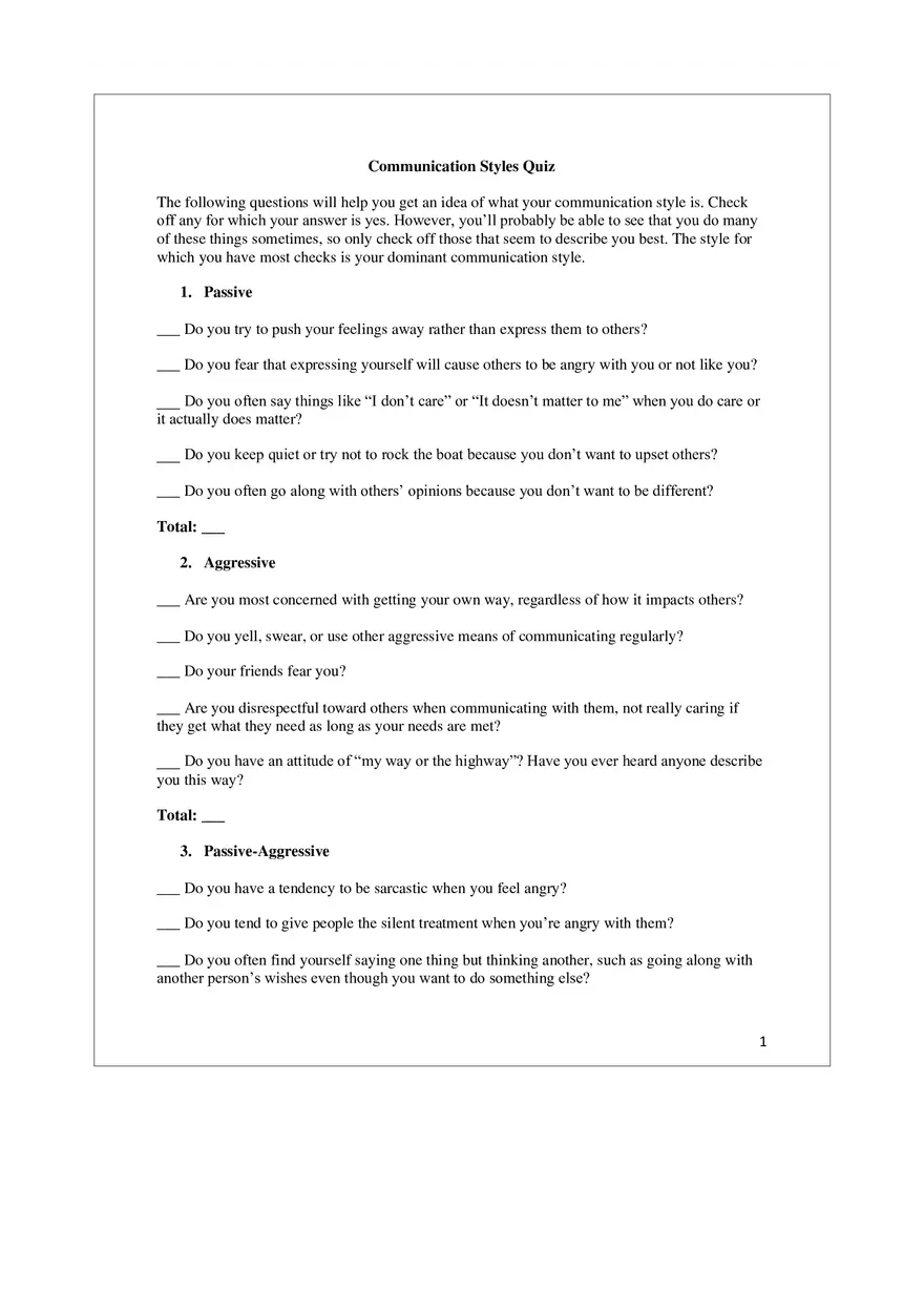 Communication Styles Quiz - Page 1