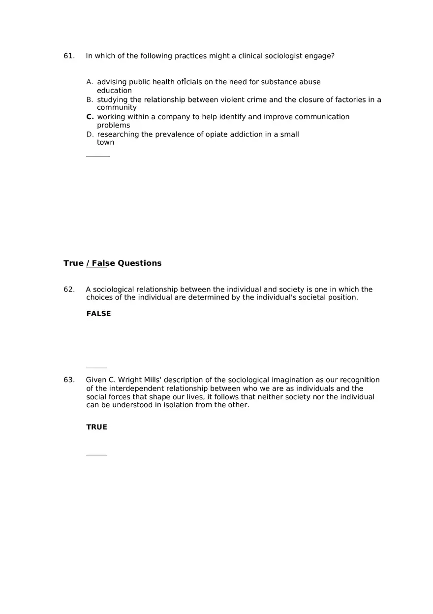 Chapter 01 The Sociological Imagination Answer Key Part 4 - Page 8