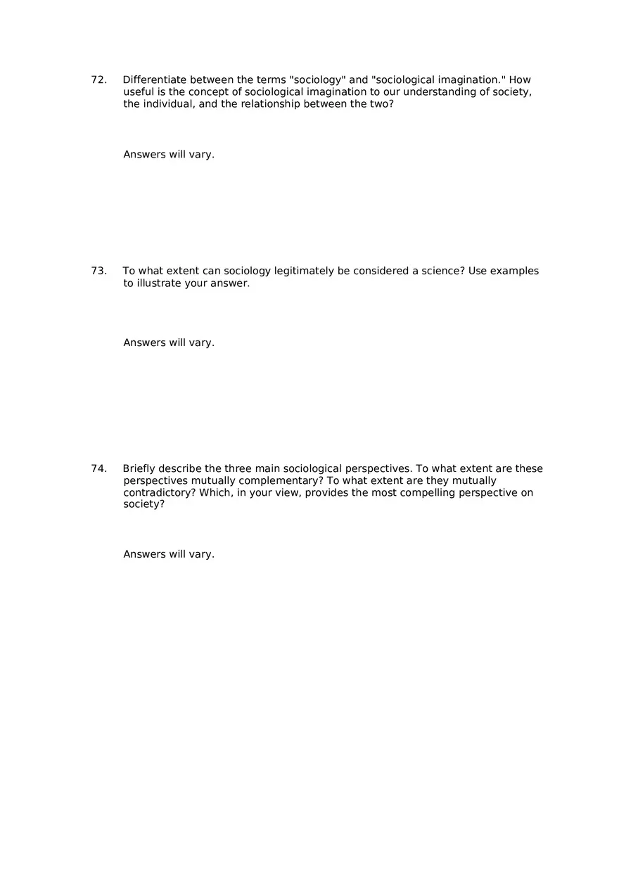 Chapter 01 The Sociological Imagination Answer Key Part 4 - Page 11