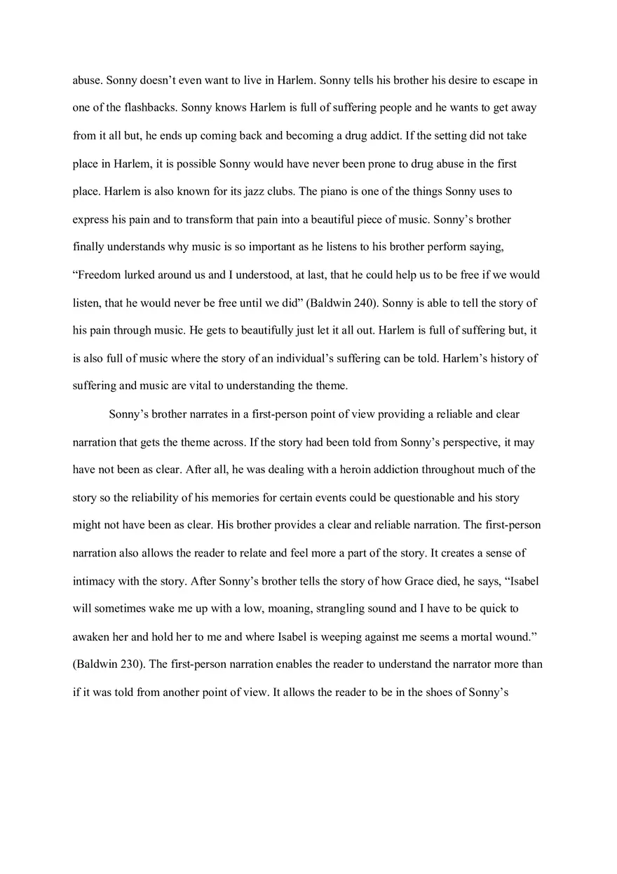 Literary Analysis on Sonny's Blues - Page 2