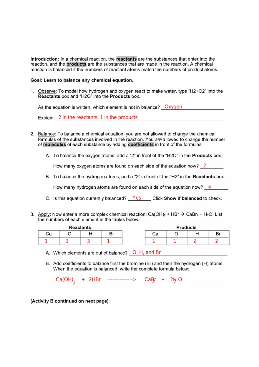 Avogadro’s Number, Chemical Equation - Page 3