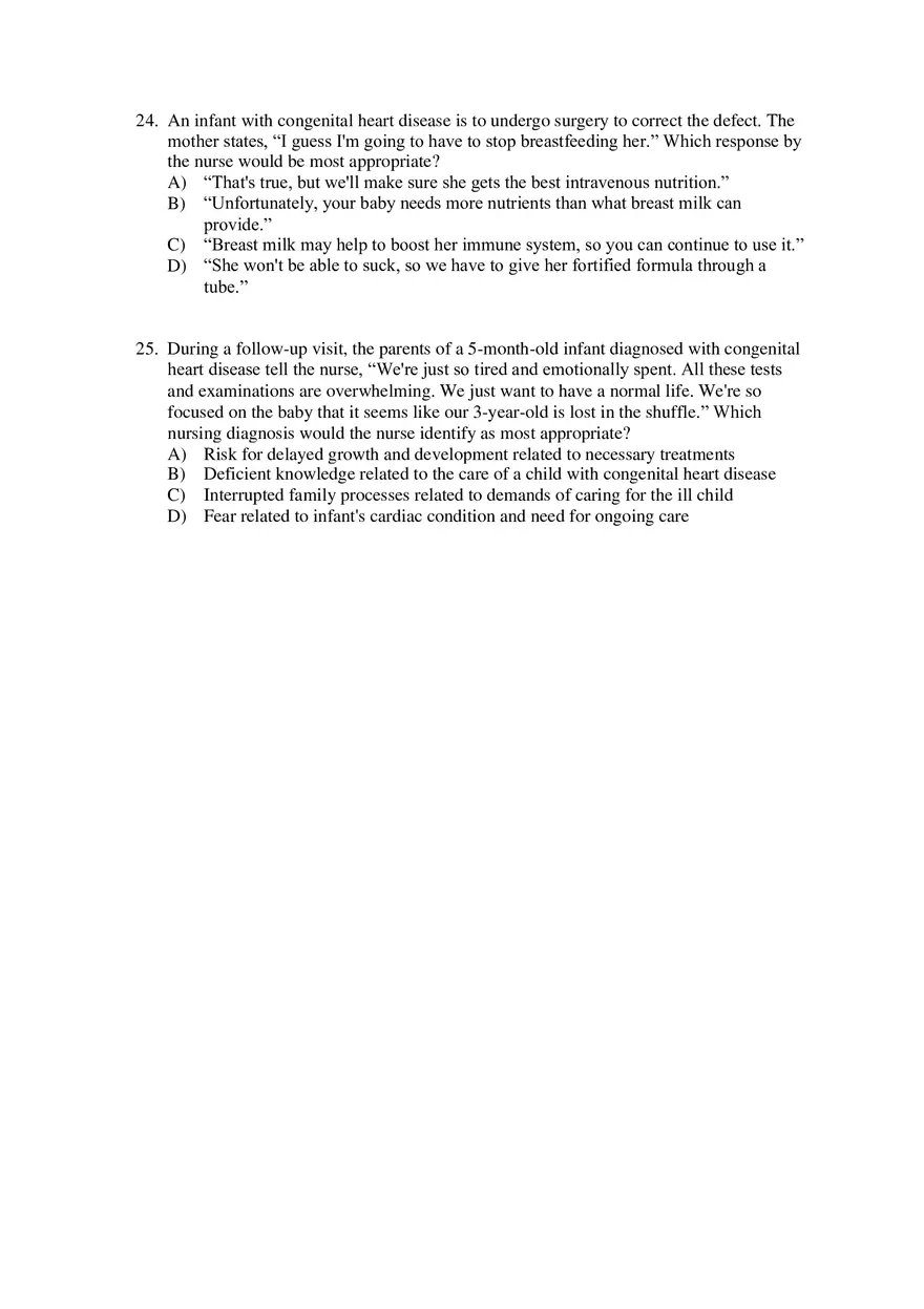 Maternity and Pediatric Nursing - Practice Questions - Page 7