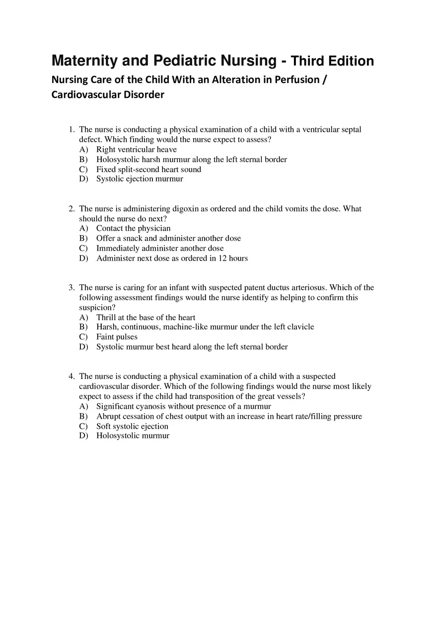 Maternity and Pediatric Nursing - Practice Questions - Page 2