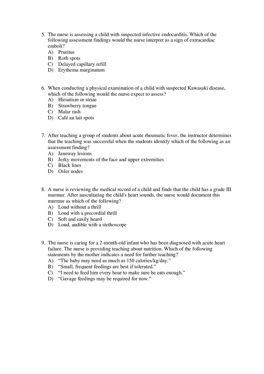 Maternity and Pediatric Nursing - Practice Questions - Page 3