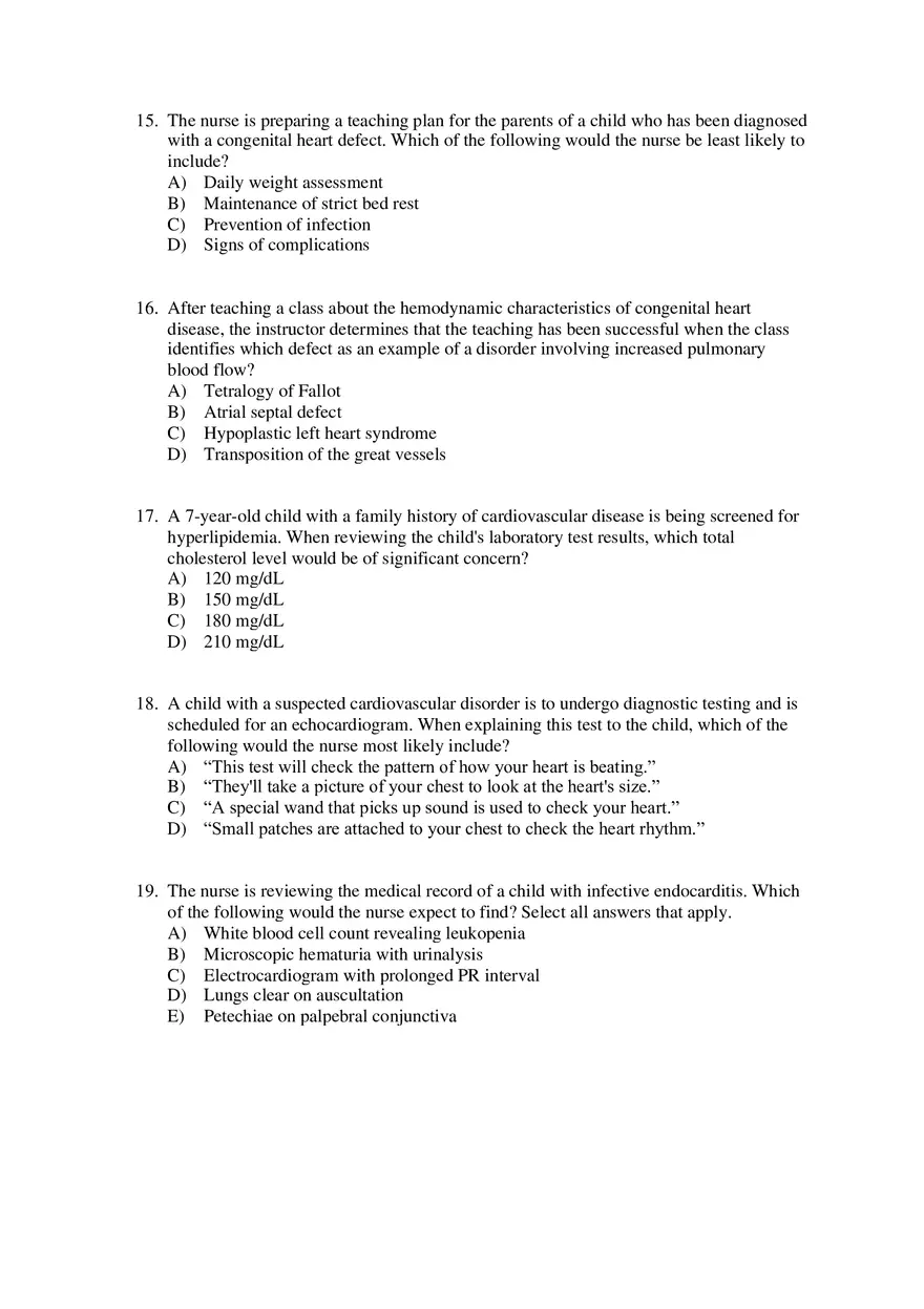 Maternity and Pediatric Nursing - Practice Questions - Page 5